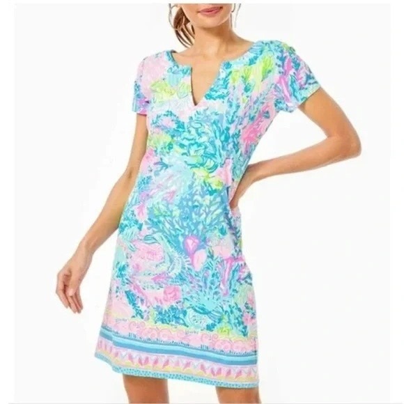 Lilly Pulitzer Dresses & Skirts - Lilly Pulitzer Sophilettta Dress Size XL Fished My Wish Pink Blue Green Shift
